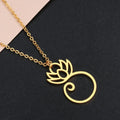 Stainless Steel Female Yoga Lotus Pendant Necklace Clavicle Chain