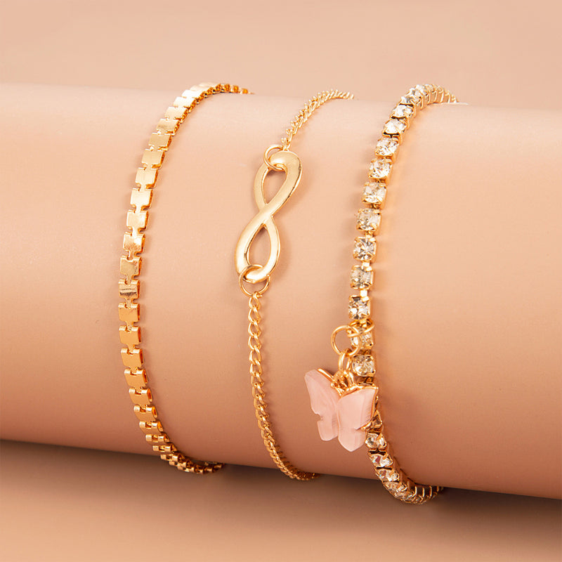 Personalized Three-Layer Anklet Set