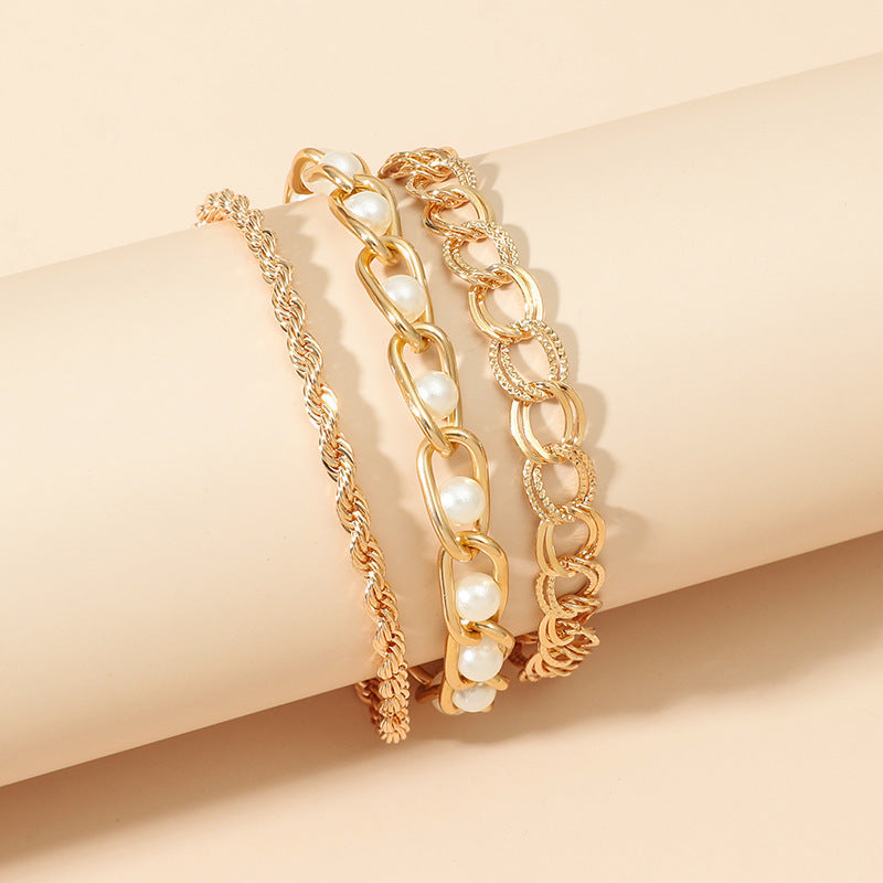 3-Pieces Simple & Trendy Temperament Pearl  Bracelet Set
