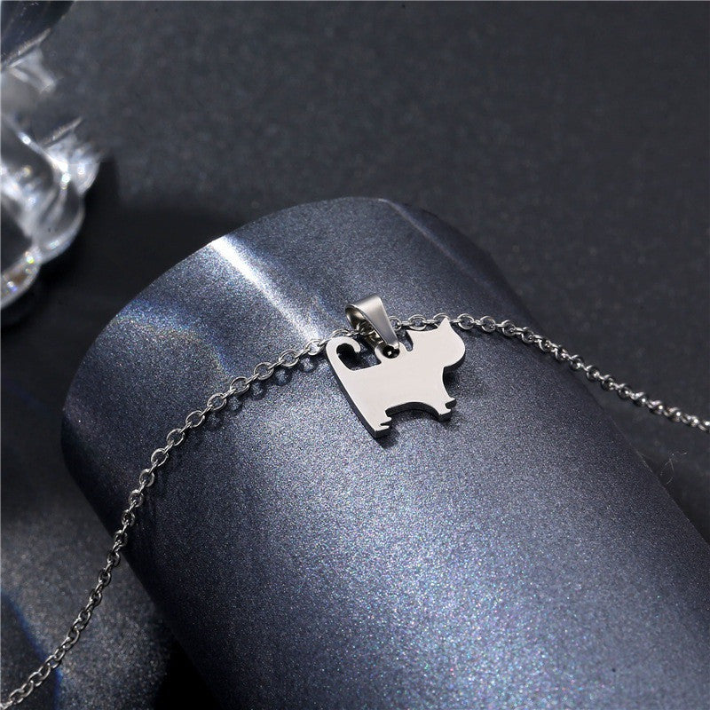 Animal Necklace Cute Kitten 304 Stainless Steel Clavicle Chain Female