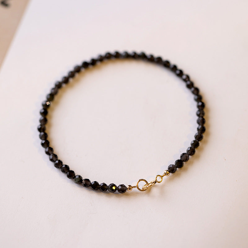 3mm Ultrafine Obsidian Bead Bracelet With Colored Eyes