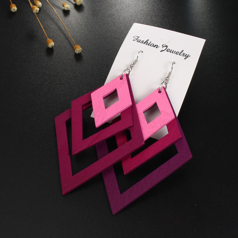 Jewelry Creative Square Multi-layer Earrings