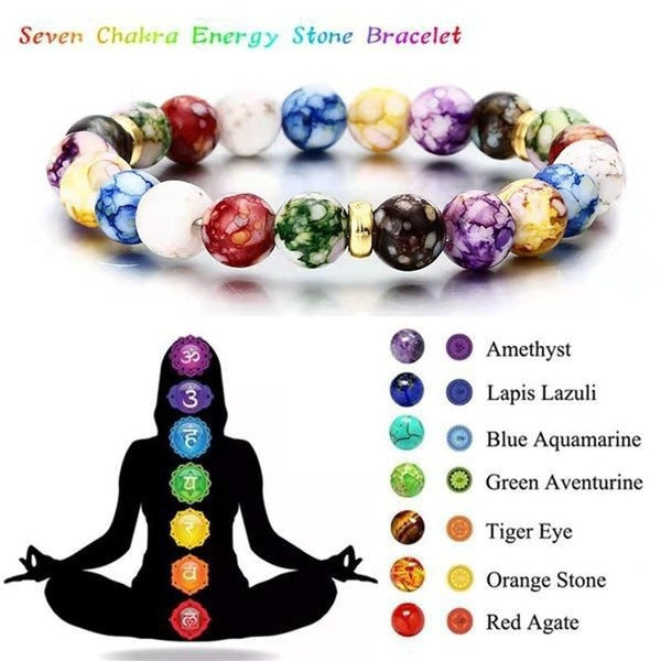 Natural Volcanic Stone Colorful Energy Bracelet Agate