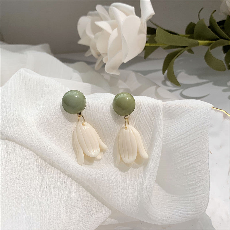 French Elegant Vintage Tulip Flower Earrings