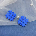 Women's Braided Square Design Stud Earrings