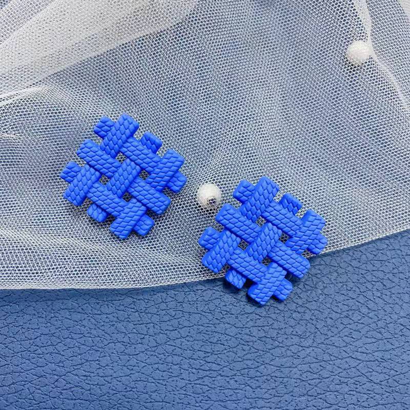 Women's Braided Square Design Stud Earrings