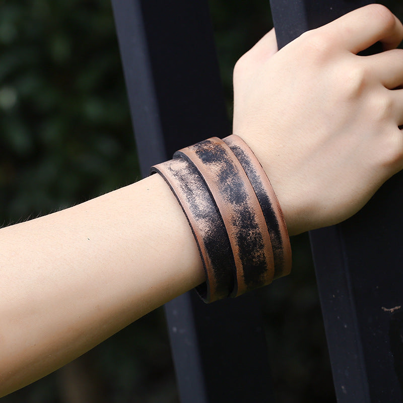 Distressed Retro Cattle Leather Bracelet Leather Bracelet