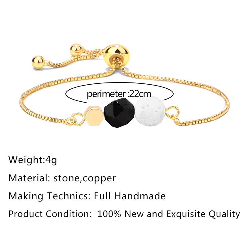 14K Gold Plated Color Preserving Box Chain Tiger Eye Volcanic Stone Yoga Bracelet