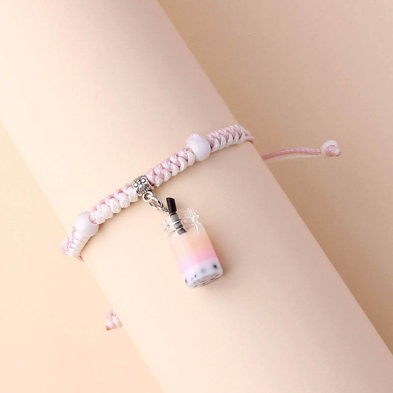 Cute Milk Tea Pendant Weaving Personalized Fashion Three-Dimensional Bracelet