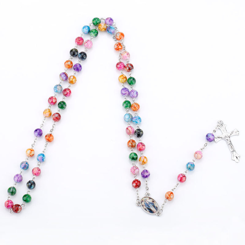 Catholic Rosary INRI Cross Long Religious Necklace