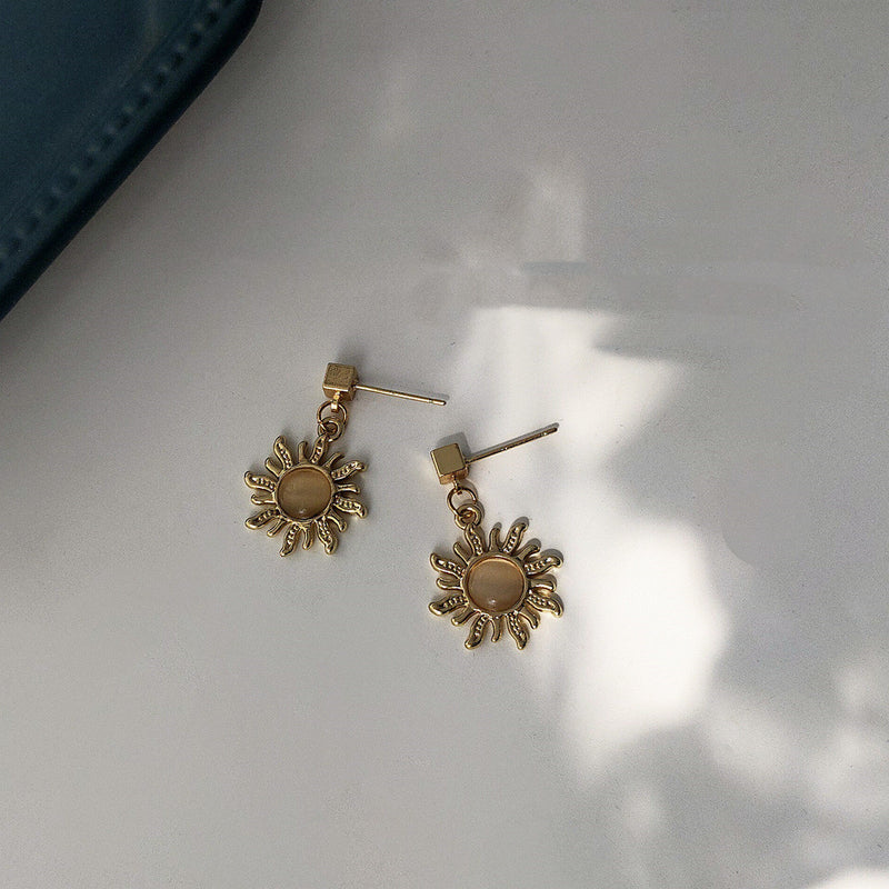 Real Gold Creative Sun Tears Earring Female