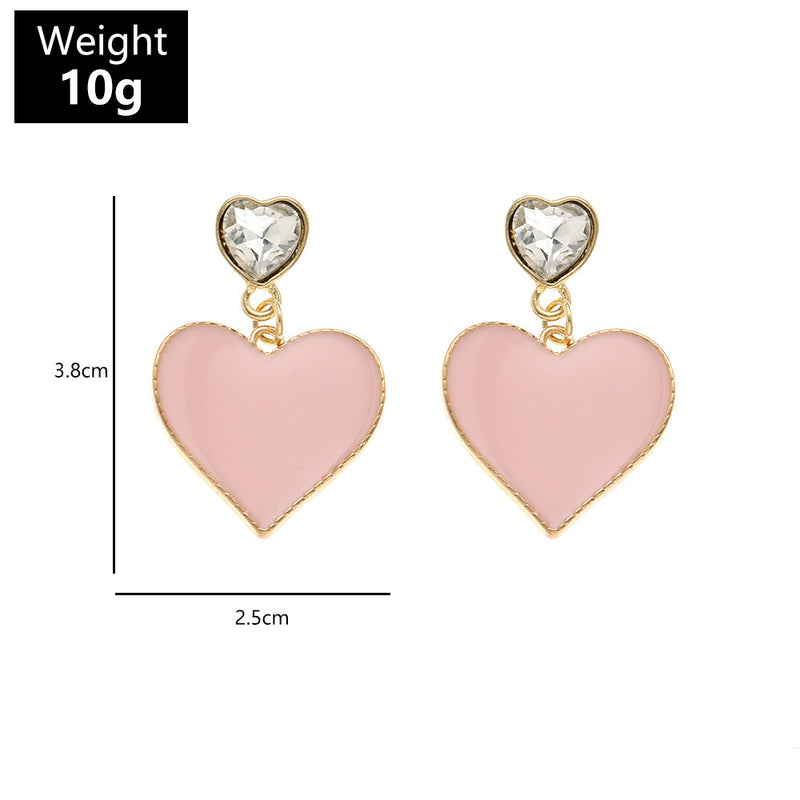 Sweet And Cute Girl Double Peach Heart Earrings