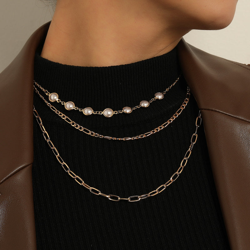 Cross-border Jewelry Fashion Retro Multi-layer Pearl Necklace Women