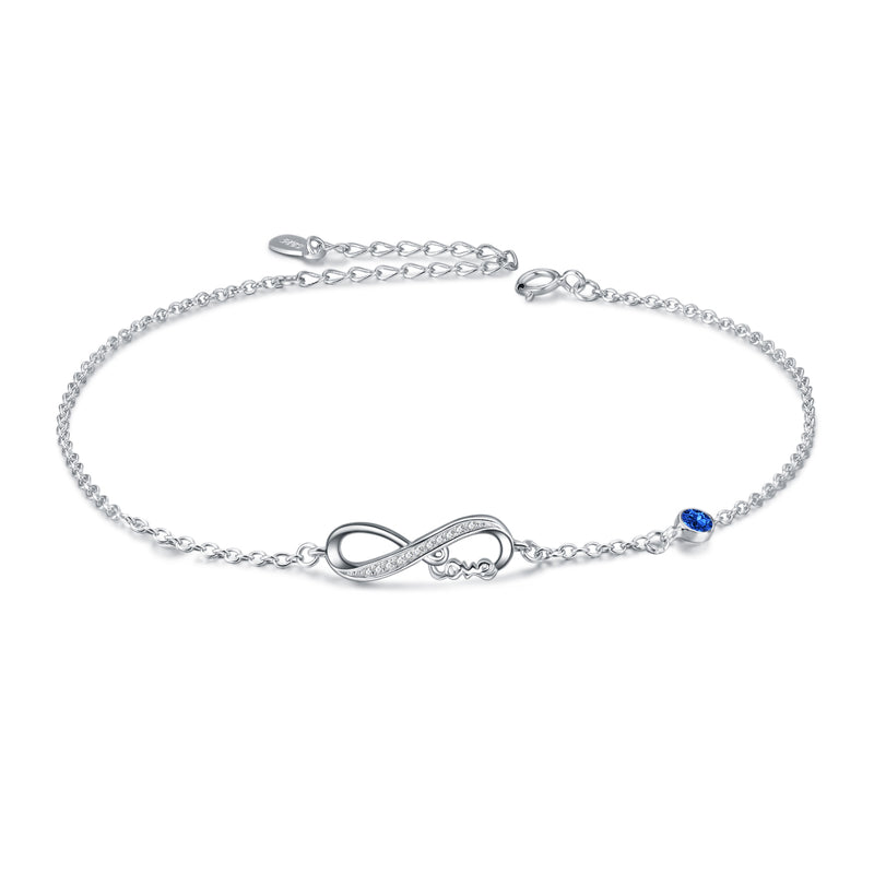 Infinity Anklet Bracelet for Women 925 Sterling Silver Charm Adjustable Anklet
