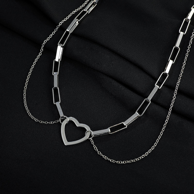 Niche Design Stainless Steel Double Heart Necklace