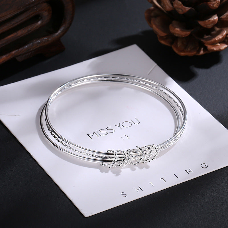 Ladies Bracelet Electroplated Bright Silver Geometric Circle