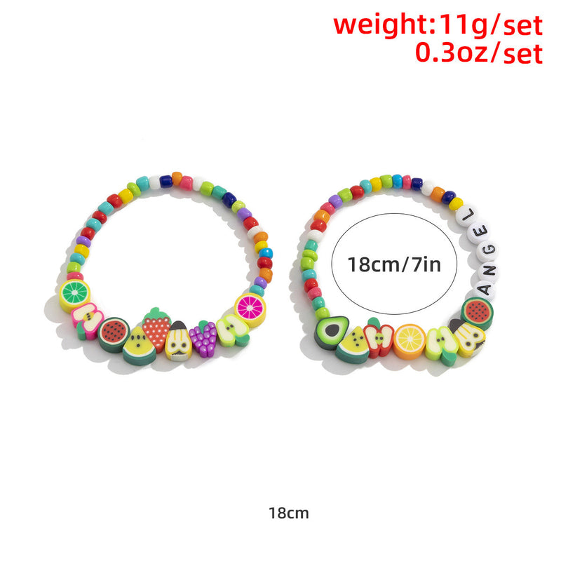 Pastoral Ethnic Style Mixed And Matched Colorful Fruit Beaded Bracelet