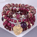 Bohemian Multi-layer Beaded Bracelet Rope Bracelet Heart Bracelet