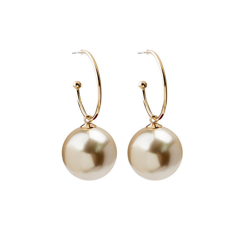 Exaggerated 925 Silver Needle Big Pearl Personality Earrings