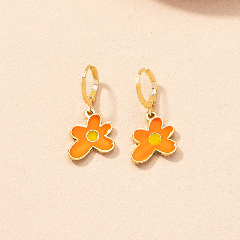 Retro Fashion Flower Earrings Female Korean Ins Style