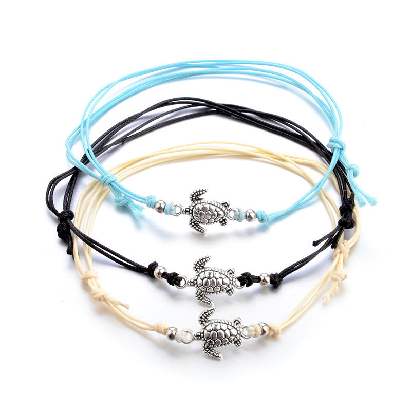 Hemp Rope Multi-Layer Turtle Anklet Bracelet