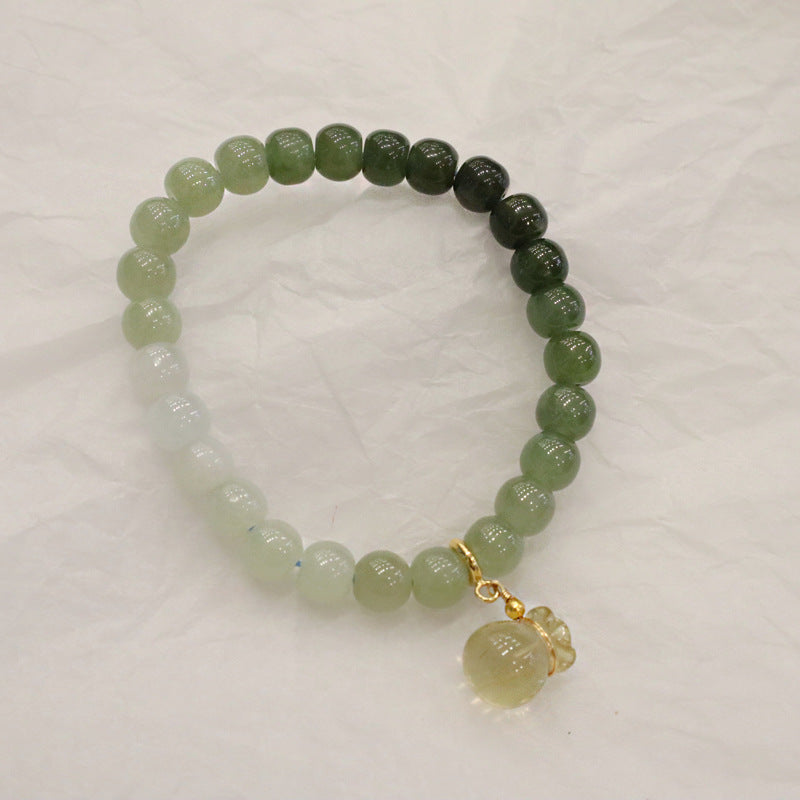 Natural Hotan Qingshui Gradient Jade Stone Beaded Bracelet